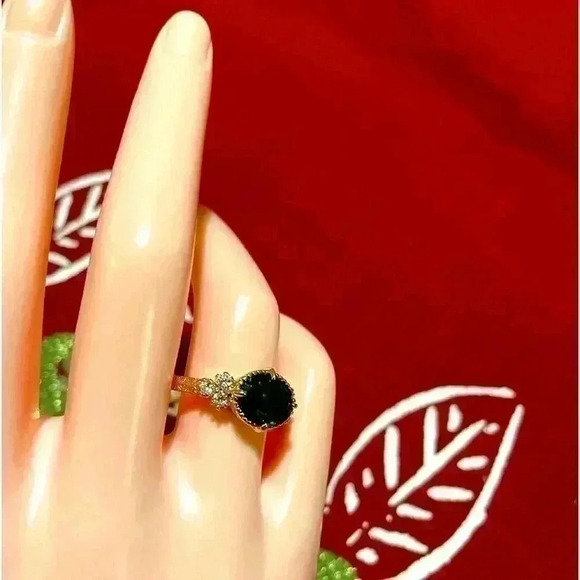 Gorgeous Bridgerton Era Look 18k Gold Over Silver Emerald White Sapphire Set - Picture 12 of 13